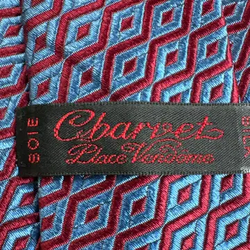 Charvet 실크 넥타이 빨강 파랑 다이아몬드 미사용품