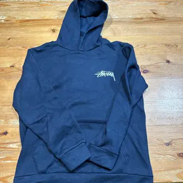 블랙 후드 부착 후드티 로고