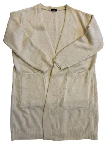 화이트 베이지 니트 무릎 기장 포켓 있음 가디건 1회 착용만 F