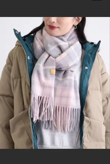 MOONBAT 캐시미어 100% 체크 빅 머플러 스톨