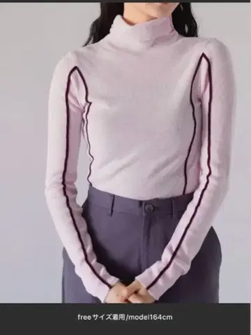 Uenui [ ZOZO 한정판 ] 라인 터틀넥 리브 니트