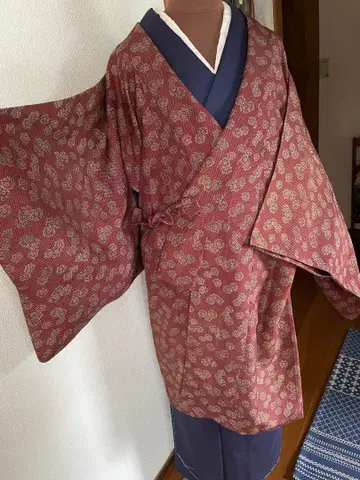 앤티크 도추기 브라운에 도트와 꽃무늬