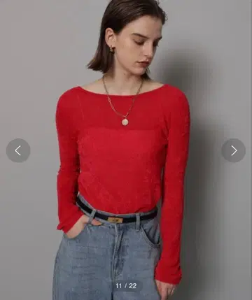 [CADUNE] 벨로아 시어 니트 빨간색