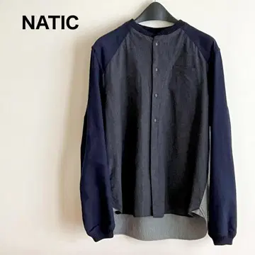 [ 새상품급 ] NATIC 다크 그레이 네이비 면 울 긴팔 셔츠