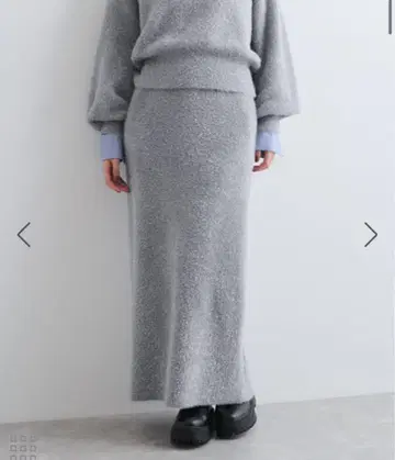 vis 라이트 그레이 라메 니트와 스커트