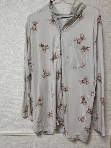 곰 프린트 긴팔 여성용 룸웨어 파자마