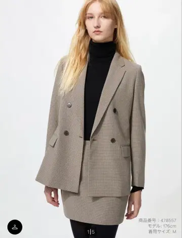 UNIQLO 더블 자켓 브라운