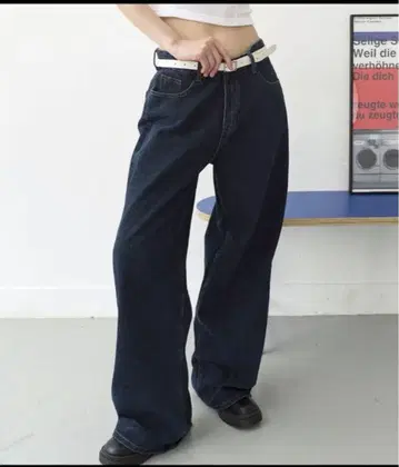 une mansion 백 버튼 포인트 와이드 데님 팬츠 와이드 팬츠