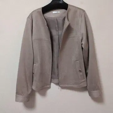 [ 새상품 ] 베이지 스웨이드 노카라 자켓 S 사이즈