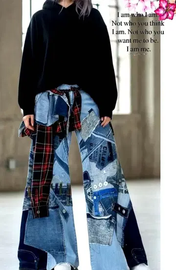 데님 리메이크 플레어 팬츠 x 셔츠 프릴 스커트 3way 셋업