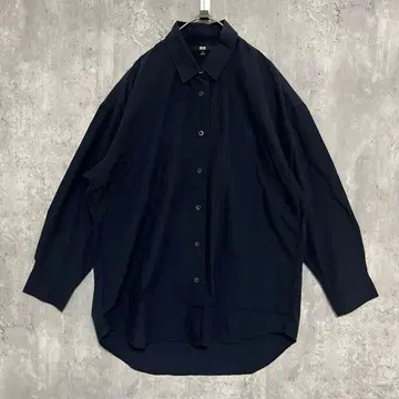 UNIQLO 엑스트라 파인 코튼 오버 사이즈 롱 셔츠 캐주얼