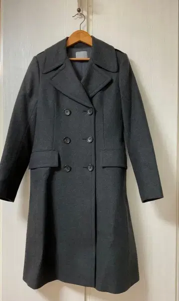 theory luxe 그레이 더블 브레스트 코트