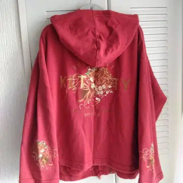 KEITTY 플라워 자수 빨간색 후드티