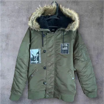 올리브 그린 N-2B 자켓 퍼 포함 MA-1 새상품급