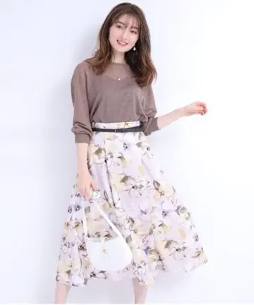 아푸와이저 리셰 플라워 프린트 플레어 스커트 핑크