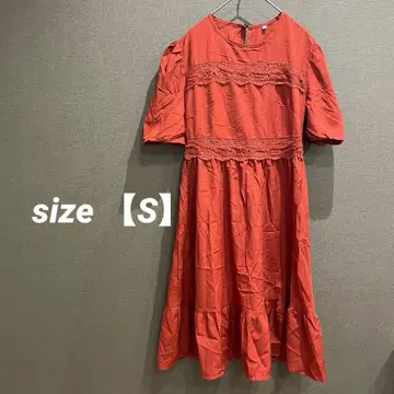 가격 인하 환영 오렌지 레이스 디테일 원피스 S