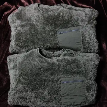 유니클로 플리스 풀오버 L 2세트 올리브 카키 크림슨