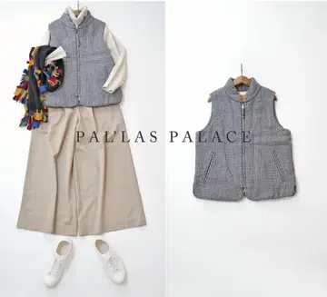 팔라스 팰리스 충전솜 린넨 울 베스트 하운드투스 체크 패턴