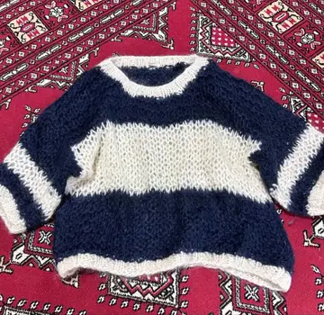 메드모아젤 스트라이프 니트 스웨터 네이비/아이보리