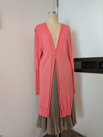 이탈리아제 살몬 핑크 롱 가디건 긴팔