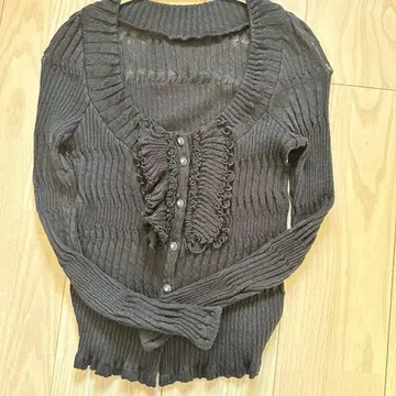 사에라 다크 그레이 프릴 긴팔 가디건 38