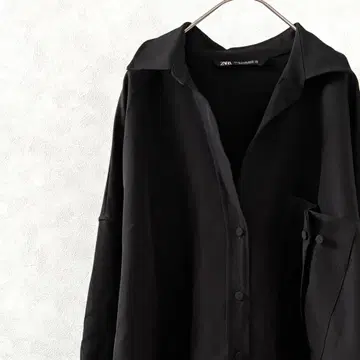 ZARA 셔츠 가슴 포켓 소매 버튼 사이드 슬릿 오버 사이즈 심플