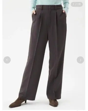 원턱 스트레이트 수트 팬츠