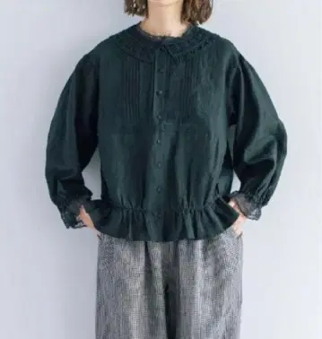 SamansaMos2 kazumi 콜라보 탈착식 옷깃 블라우스 블랙