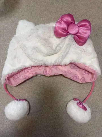 헬로키티 퍼 모자