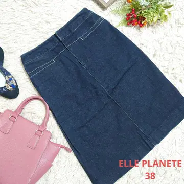 ELLE PLANETE 데님 스커트 ( M ) 인디고 블루/무릎 기장