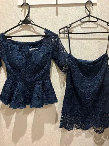 네이비 레이스 오프숄더 S 사이즈