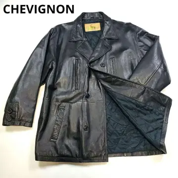 CHEVIGNON 더블 브레스트 가죽 코트 램 가죽 M