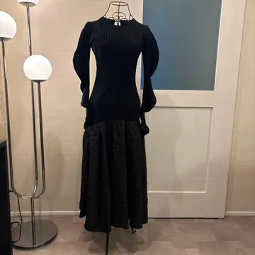 새상품급! 프레이 아이디 리브 니트 롱 원피스 블랙