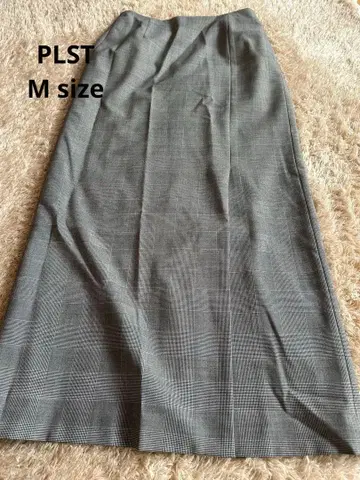 새상품급 PLST 롱 스커트 글렌체크 하이웨스트 플라스테 M