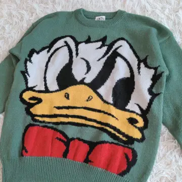 도널드 덕 니트 스웨터 긴팔 모스그린 여성용 M