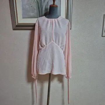 택 포함 새상품 TOPSHOP 핑크 쉬폰풍 긴팔 셔츠