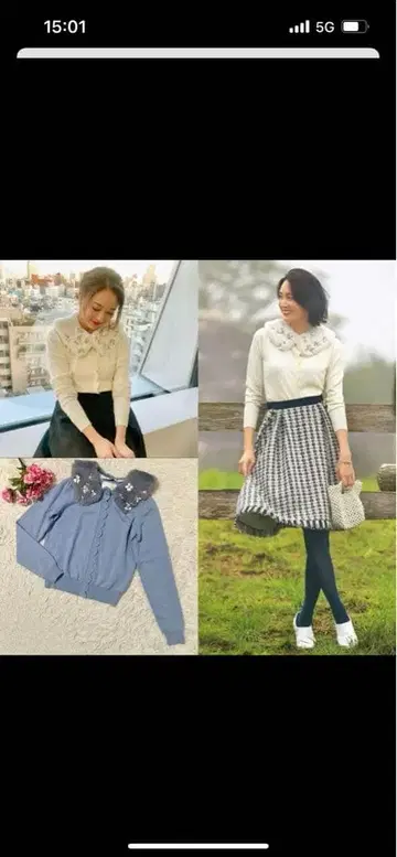 Chesty 플라워 비쥬 가디건