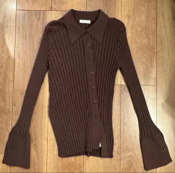 FRAY I.D 리브 니트 셔츠 브라운 원사이즈 긴팔 새상품급