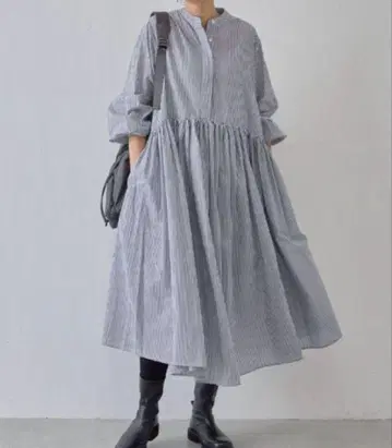 BEARDSLEY (비어즐리) 선염 개더 원피스 1 네이비