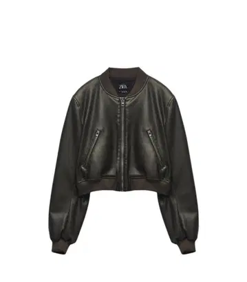 [컨디션 최상] ZARA 블랙 가죽 크롭 자켓