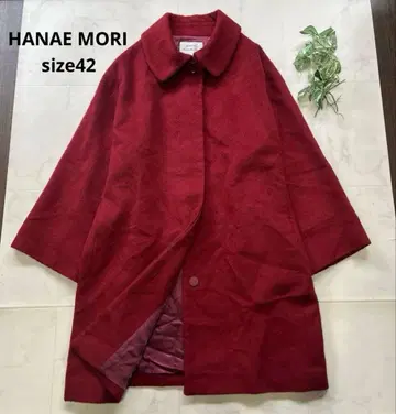 새상품급 하나에모리 스텐카라 코트 빅 사이즈 42 알파카 울 레드