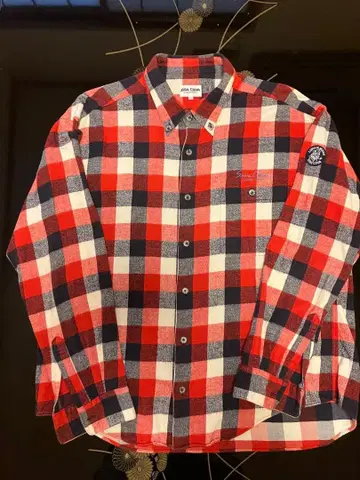 SINA COVA 빨간색 체크 플란넬 셔츠 L