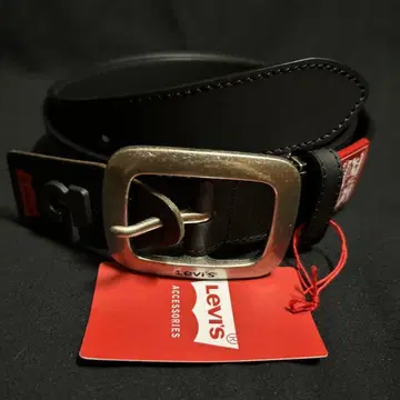 새상품 LEVI'S 스퀘어 버클 35mm 사이드 스티치 가죽 벨트 블랙