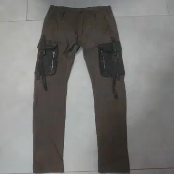 Incarnation 캔버스 가죽 콤비네이션 카고 팬츠