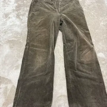 카키 코듀로이 와이드 팬츠