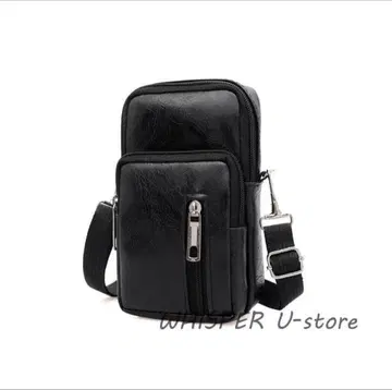 블랙 합성 피혁 숄더백