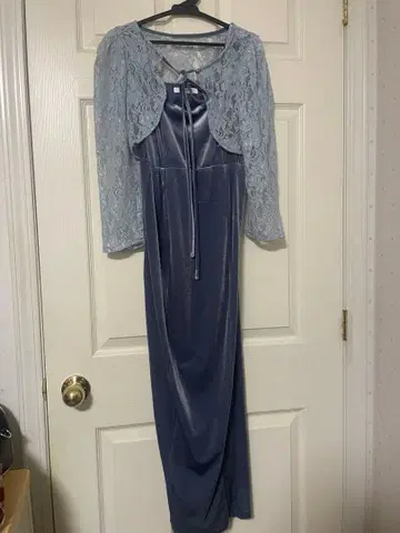 블루 벨로아 롱 드레스 레이스 가디건 포함