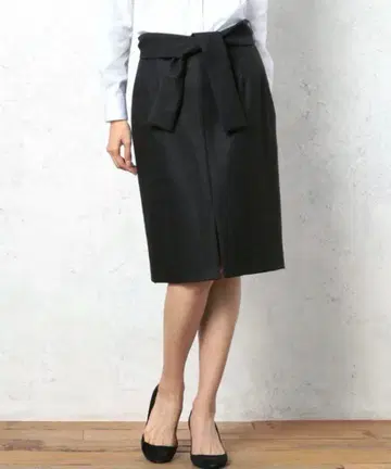 [ 미사용품 ] 그린 레이블 스커트 다크 그레이 38 리본 포함