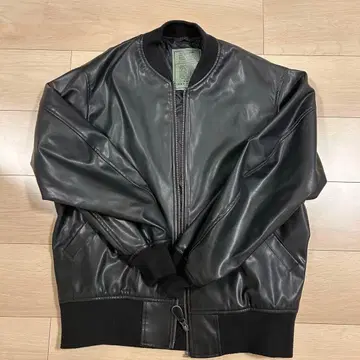 백 넘버 블랙 가죽 점퍼 남성용 L