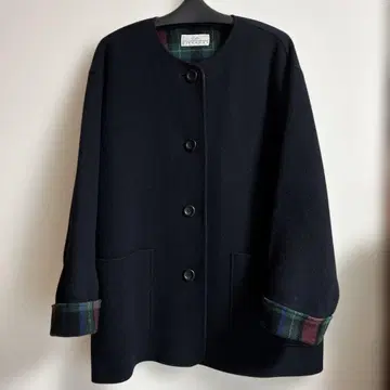 지방시 노카라 자켓 체크 안감 다크 네이비 9호